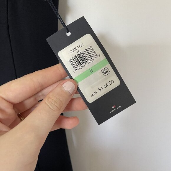 NWT Tommy Hilfiger navy blue sleeveless summer half front zip dress size 8 - Picture 7 of 9